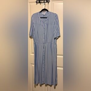 Amazon Essentials Blue and White Striped Midi Dress